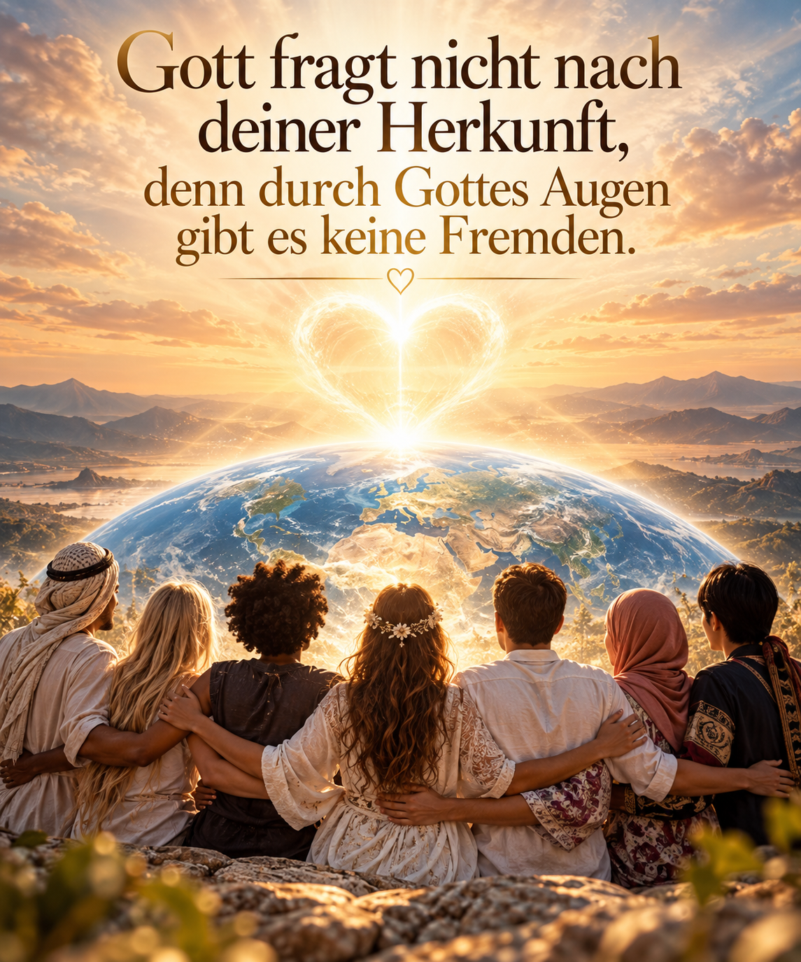 Gott fragt nicht nach deiner Herkunft, denn durch Gottes Augen gibt es keine Fremden